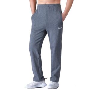Zoulee Men's Open-Bottom Cotton Track Pants Sweatpants Jogging Pants with Zip Fly Thin Dark Grey XL