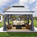 COOSHADE 11x11 Pop Up Gazebo Tent Outdoor Canopy Patio Shelter with Mosquito Netting(Dark Grey)