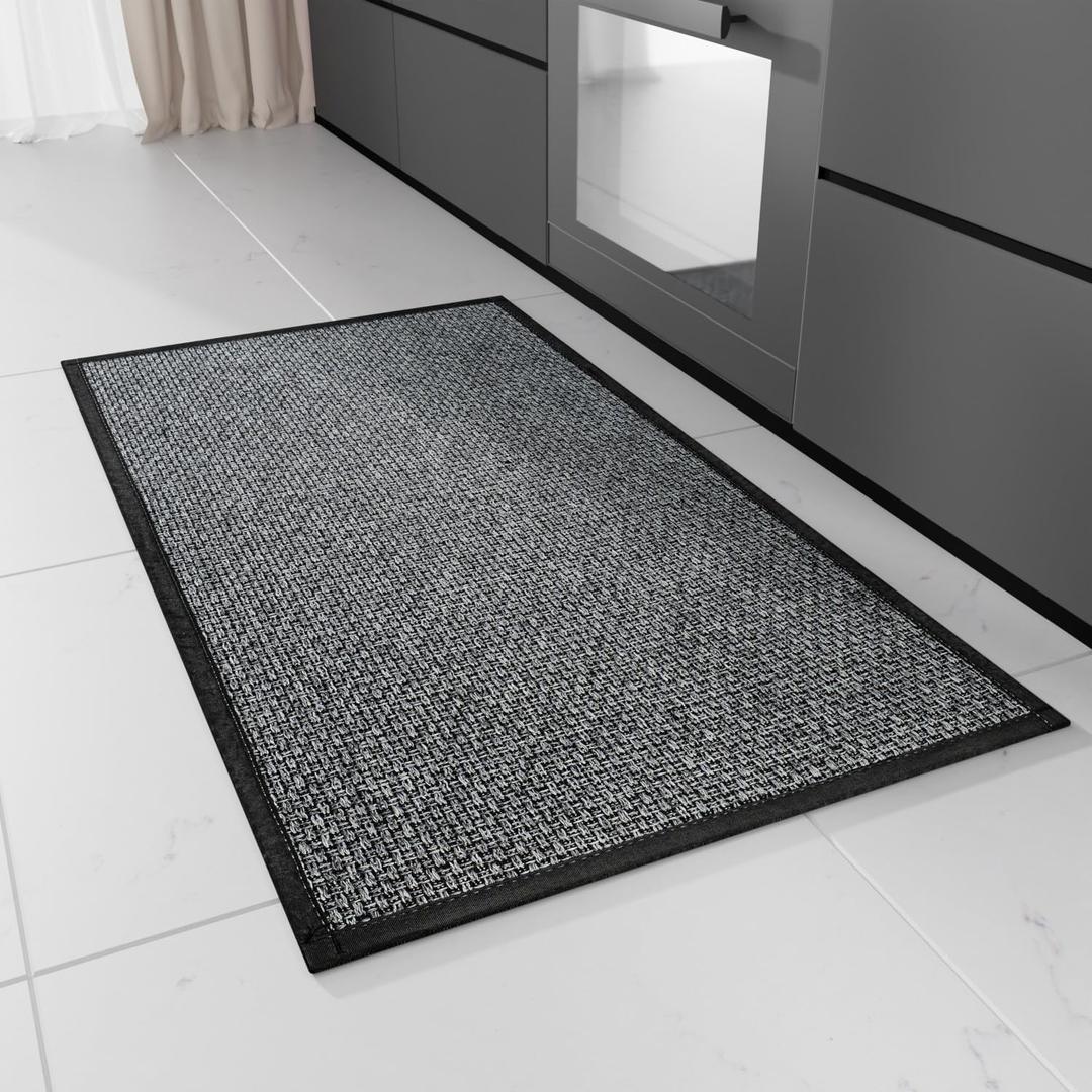 Hargiis Kitchen Rug, Rubber Non Slip Kitchen Rugs Washable, Absorbent Runner Mat for Floor, Machine Washable Standing Mats for in Front of Sink, Door, Laundry, Entryway, Hallway (Black, 36" 24")