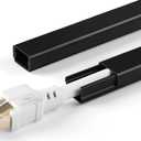Cord Hider for One Wire, 102in Cable Hider Concealer, Paintable Wall Wire Covers, PVC Cable Management Raceway for A Thick Extension Cord, 6 x L17in W0.59 H0.4in, Black