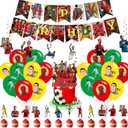 Soccer Star Birthday Party Decoration, Include Happy Birthday Banner, Hanging Swirls, Cake Topper, Latex Balloons, for Soccer CR7 Theme Kids Party Supplies