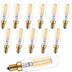 CREATE BRIGHT T6 LED Bulb Dimmable Light Bulbs E12 T25 Clear Glass Tubular Edison Candle Bulb for Ceiling Fan,Pendant,Wall Sconces,Chandeliers,6W,4000K,Pack of 12