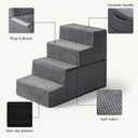 Aodisman Dog Steps for Bed and Couch, 4-Step Pet Stairs for Small Dogs, Indoor Non-Slip Dog Stairs for Old Cats, Puppy, Small Medium Dogs,18.5" H,Grey