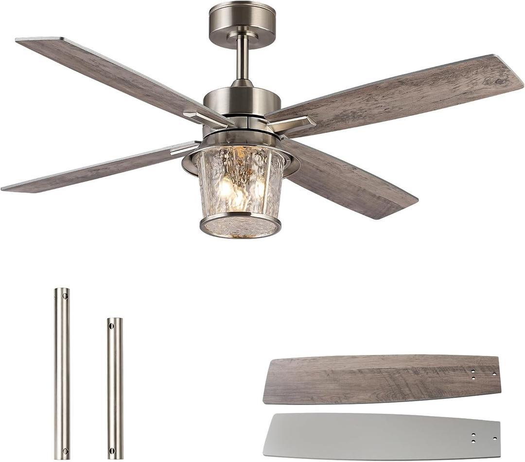 TALOYA 52" Farmhouse Ceiling Fan with Light and Remote,Rustic Style