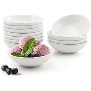 MARIWEI 8 Pack 1.2 Oz White Soy Sauce Dish Ceramic Dip Bowl Set, Mini Dip Sauce Bowl Set, Ceramic Mini Soy Sauce Plate, Porcelain Side Dish for Ketchup Sauce Plate, Soybean, BBQ, Party