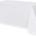 sancua Rectangle Tablecloth - 90 x 156 Inch - Water Resistant Spill Proof Washable Polyester Table Cloth, Decorative Fabric Table Cover for Dining Tables, Buffet Parties and Camping, White