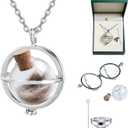 Pet Ashes Memorial Necklace, Dog Fur Ashes Keepsake Necklace, Small Pet Urn Pendant Vial Necklace for Ashes, Cat Fur Memorial Necklace Jewelry, Dog Ash Small Urn Glass Necklace (Big Planet)