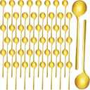 Meanplan 50 Pieces Espresso Spoons Gold Coffee Spoons Mini 5.3 Inches Stainless Steel Demitasse Teaspoons for Stirring Tea Sugar Ice Cream Dessert Soup Cake Antipasto Cappuccino Serving