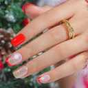 2 x Red Press On Nails Short - Jofay Fashion French Tip Press On Nails, Acrylic Fake Nails with Snowflakes and Gold Glitter, Reusable False Nails Glue On Nails for Women, Stick On Nails Kit 32Pcs