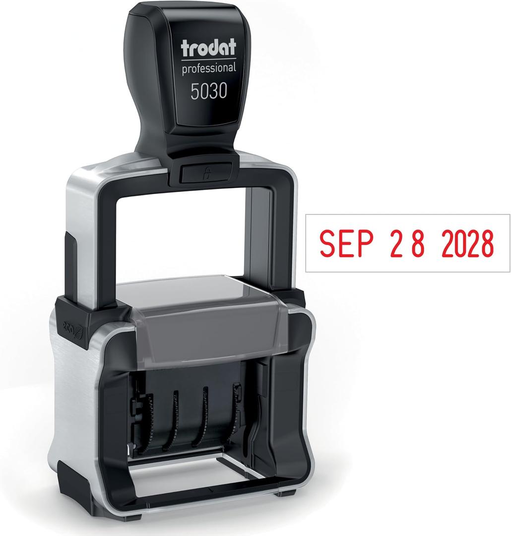 Trodat 5030 Professional 4.0 Date Only Stamp, Self Inking, Impression Size 1-5/8 x 3/8 (Red)