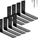 ELSKER&HOME Shelf Brackets 6 Inch, 8 Pack Floating Shelf L Brackets for Shelves Support, Black Metal Heavy Duty Shelf Brackets for DIY Decorative