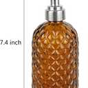 16 oz Diamond Pattern Glass Soap Dispenser, Kitchen and Bathroom Refillable Soap Dispenser with Rust Resistant Stainless Steel Pump for Hand Soap, Lotion Glass Liquid Dispenser(Amber-2pack)