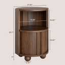 Decofy Modern Round Nightstands Set of 2 with Sliding Doors and 2 Storage Shelves, Modern Bedside End Table, Suitable for Bedroom (Walnut)