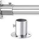 39"Closet Rod, (1-1/4") Dia32mm.304 stainless steel heavy duty Closet Rod,with 2 flange sockets closet rods(39inch,1 Rod)
