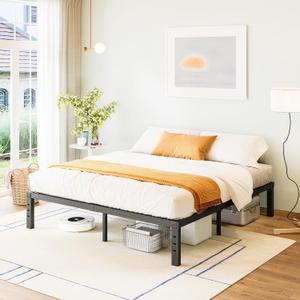 FSCHOS 14 Inch Metal Platform King Size No Box Spring Needed, Heavy Duty Bed Frame Easy Assembly, Noise Free, Black