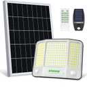 Intelamp Solar Flood Lights Outdoor Waterproof, 20000mAh 4000LM Linkable Dual Motion Sensor Security Floodlight Exterior with Remote 16.4 FT Cable, 2-12H Dusk to Dawn Spots Lighting Outside (Large)