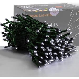 HOME LIGHTING 66ft Christmas Decorative Mini Lights, 200 LED Green Wire Fairy Starry String Lights Plug in, 8 Lighting Modes, for Indoor Outdoor Xmas Tree Wedding Party Decoration (White)