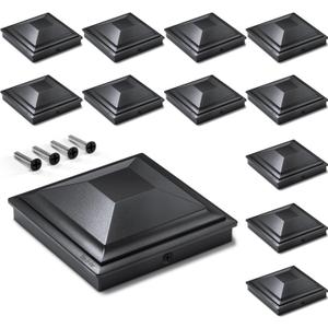 SIEDiNLAR 4x4 Post Caps Black 12 Pack, Fence Post Covers Outdoor Waterproof, Fits 4x4 3.5x3.5 Wood/Vinyl Posts for Deck Fence Mailbox Patio Decor