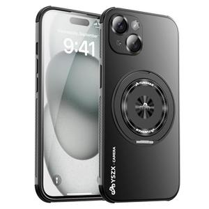 Magnetic Bracket Phone for iPhone 15 Pro case (Military Grade Drop Protection)(Original Matte Finish)(Comes with Lens Glass Film and Metal Protection) (Black, iPhone 15 Pro 6.1)