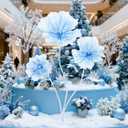 LuoluoHouse Giant Artificial Flowers Decoration Christmas Wedding Reception Essential Large 5.58ft Big Artificial Silk Flower with Stems&Stands Party Banquet Background Home Decor Blue