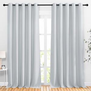 NICETOWN Blackout Curtains Panels for Living Room, 2 Panels, 66 x 92 Inch, Greyish White, 3 Pass Microfiber Noise Reducing Thermal Insulated Solid Ring Top Blackout Window Drapes