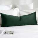 MIULEE Velvet Pillow Cover Soft Luxury Decorative Throw Pillow Cover Single Rectangle Cushion Case for Couch Sofa Bedroom Car Decor,14x36 Inch Dark Green