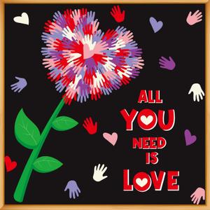 gisgfim 115PCS Valentine's Day Classroom Bulletin Board Set Pink Red Handprint Classroom Decorations Valentine's Day Handprint Bulletin Board Colorful Hand Cutouts for School Home Wall Door Decor