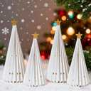 OBBOLO 4Pcs Paper Christmas Tree, White Christmas Trees Centerpiece for Holiday XMARS Decoration