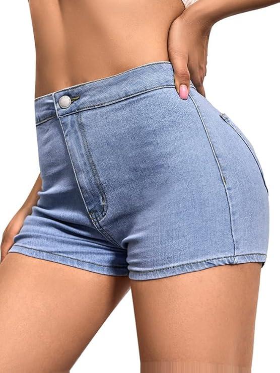 VIPONES Jeans Shorts Womens High Waisted Stretchy Sexy Butt-Lifting Hot Denim Shorts (XX-Large, Blue)
