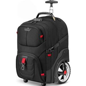 MATEIN Rolling Bag with Wheels, 17 Inch Extra Large Laptop Roller Backpack for Adults with Anti Theft Lock & Sturdy Handle, Water Resistant Wheeled Bag Carry On Luggage for Teacher Work Travel Men