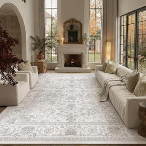 PureCozy 9x12 Grey Area Rug for Living Room Vintage Distressed