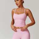 ABOCIW 2 Pieces Workout Sets for Women, Cross Back Tank Top Matching High Waist Biker Shorts, Gym Yoga Pilates Outfits (Pink, M)