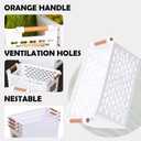 6 Pcs Plastic Storage Basket for Shelves, 12 x 6 x 5 Inch White Organizing Bins Basket with Handles, Narrow Shelf Bins for Organizing Pantry, Cabinet, Bedroom, Closet