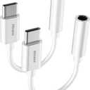 USB C to 3.5mm Headphone Jack Adapter for iPhone17/ iPhone 16/16 Pro/15/15 Pro/Pro Max/Plus, Type C Aux Audio Dongle Cable Cord Compatible with iPad, Samsung Galaxy S23/S23/S22/S21, MacBook2 Pack (White)