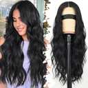 Black Wig for Women Long Wavy 4x1 Lace Natural Hairline Glueless for Beginners Middle Part Synthetic for Daily Party Use 26Inch