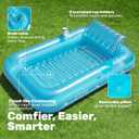 SLOOSH Inflatable Tanning Pool Lounger Float, 85" x 57" Extra Large Pool Floats Adult with Pillow, 4 in 1 Suntan Tub Raft Floatie,Sunbathing Bed Lounge for Water Blow Up Ball Pit Party Gifts, XL-Blue