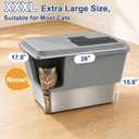 Ixaro XXL Enclosed Stainless Steel Litter Box with Lid, High Sided Metal Litter Pan Large with Litter Catch Step & Walkway Entry,Top Filter Holds Activated Carbon, Dual Odor Control,Easy Clean,Gray