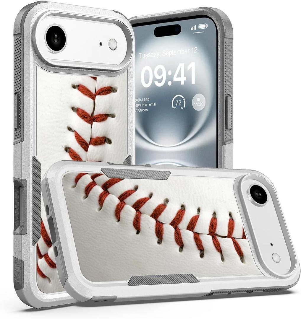 Case for iPhone Air, Unique Design Shock-Absorption Hard PC and Inner Silicone Hybrid Dual Layer Armor Defender Case for iPhone Air 6.5 inch (Baseball Sports)