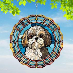 Shih Tzu Yard and Garden Wind Spinner, Unique 3D Hanging Shih Tzu Wind Spinner