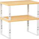 Cabinet Organizer Shelf, Spice Rack, Adjustable height, Stackable and Nesting Shelves,Metal and solid wood, For multiple scenarios in the kitchen, office or closet (White)