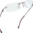 LifeArt Blue Light Blocking Computer Reading Glasses,Men's and Women's Rimless Frame (Red, +1.75 Magnification)