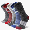 5 Pairs Merino Wool Hiking Socks Thermal Winter Warm Moisture Wicking Cushion Outdoor Socks for Women & Men