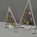 Hungdao 2 Pack Wooden Christmas Tree with Lights and Balls Modern Farmhouse Christmas Table Centerpiece Tabletop Decor for Winter Fireplace Mantle Shelf Home Decor(Pink, Rose Gold)