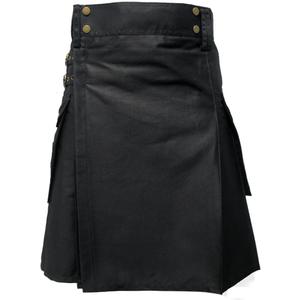 Tartanista Mens Tactical Combat Utility Kilt With Pockets Plain, Black, Size 30