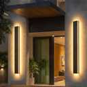 2psc 47in Outdoor Wall Lights, Long Linear Wall Light, Black LED Exterior Light Fixtures Wall Mount, Dimmable Modern Outdoor Lights, Outside Lights for House Corridor Front Door(4.33in Width), 2pc-47in*4.33in