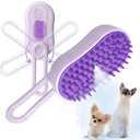 Cat Steam Brush, 3 in 1 Pet Comb for Massage, Cleaning, Shedding and Combing, Electric Mist to Prevent Flyaways for Home, Dogs and Cat Lovers - Purple