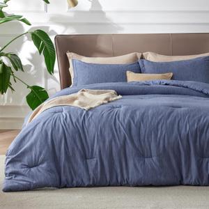 Bedsure Queen Comforter Set - Infinity Blue Soft Bedding for All Seasons, Cationic Dyed Bed Set, 3 Pieces, 1 Queen Size Comforter (90"x90") and 2 Pillow Shams (20"x26"+2")