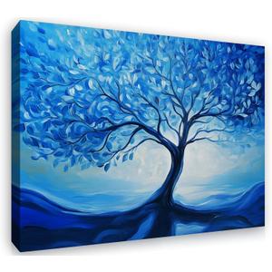 ketilly Blue Tree of Life Canvas Wall Art, Modern Abstract Print for Farmhouse, Living Room, Bathroom, Kitchen, Bedroom, Office - 15x12 Inches Unframed