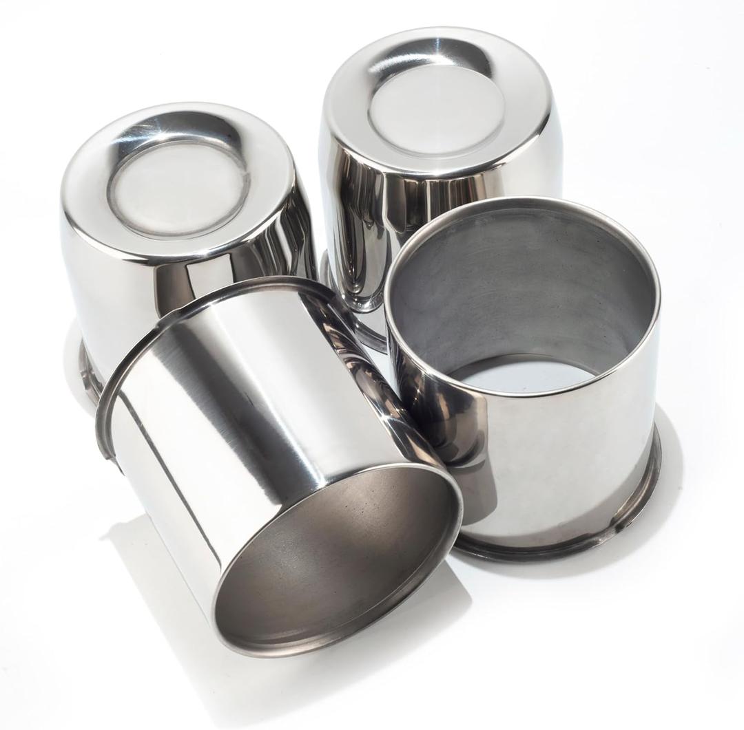 4Pcs 5.15" Push Through Wheel Center Caps Stainless Trailer Hub Cap for Truck SUV RV Wheel Rim, Combination of 2 Closed Curved and 2 Open Ended Wheel Hub Covers (Fit 5.15" Bore Chrome)