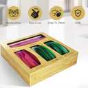 Bamboo Food Bag Storage Organizer for Kitchen Drawer, Baggie Holder for Solimo, Glad, Hefty Gallon, Quart, Sandwich and Snack Variety Size Bags (1 Box 4 Slots)